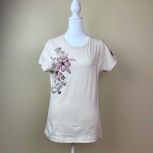Roxy Floral Tee with Rhinestone Detail XL
